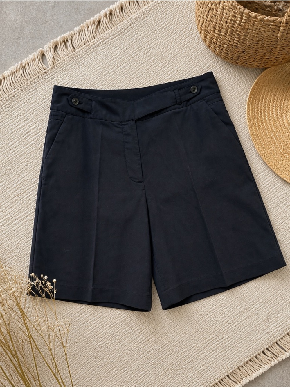 Vuarnet navy High-Rise Tailored Bermuda Shorts